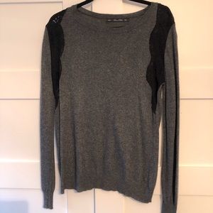 Zara Charcoal Gray Sweater w/ Lace Detail